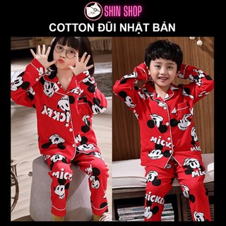 (9-47kg) ✅ Pizama Cotton Đũi Nhật Bản Mickey đỏ CD10 tay dài trẻ em đồ ngủ| đồ đi chơi bé trai gái