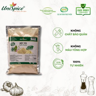 Bột tỏi Unispice túi 500g- Gia vị tự nhiên Unispice. Bột tỏi nguyên chất 100% ướp thịt thơm ngon