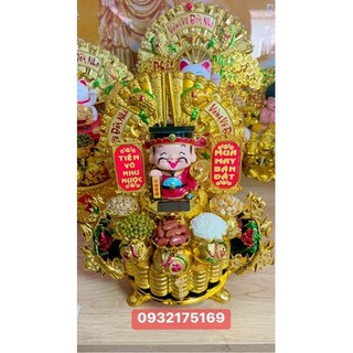 Tháp tỏi Thần Tài ngự đế vàng khối chiêu tài lộc