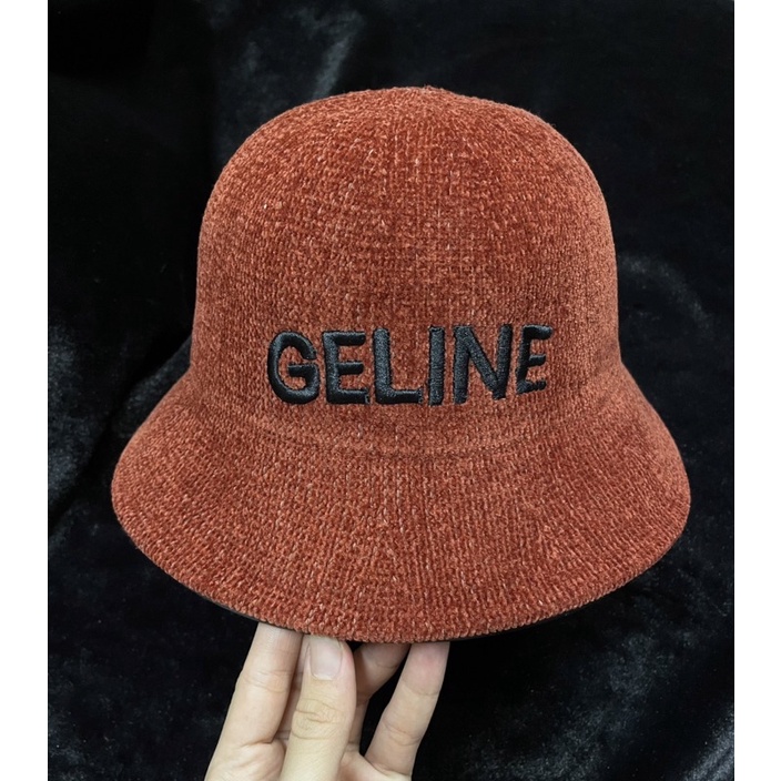 Mũ tai bèo QC  nhung thêu chữ GELINE - Mũ vành nữ