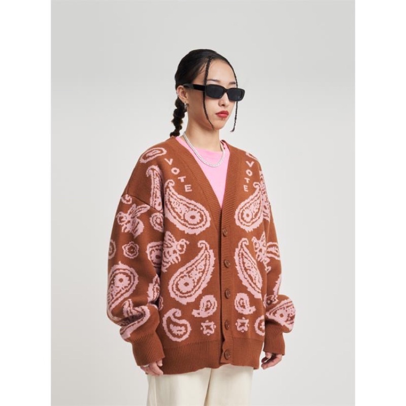 VOTE21FW CARDIGAN - Áo Khoác Len Hoạ Tiết Trendy Unisex