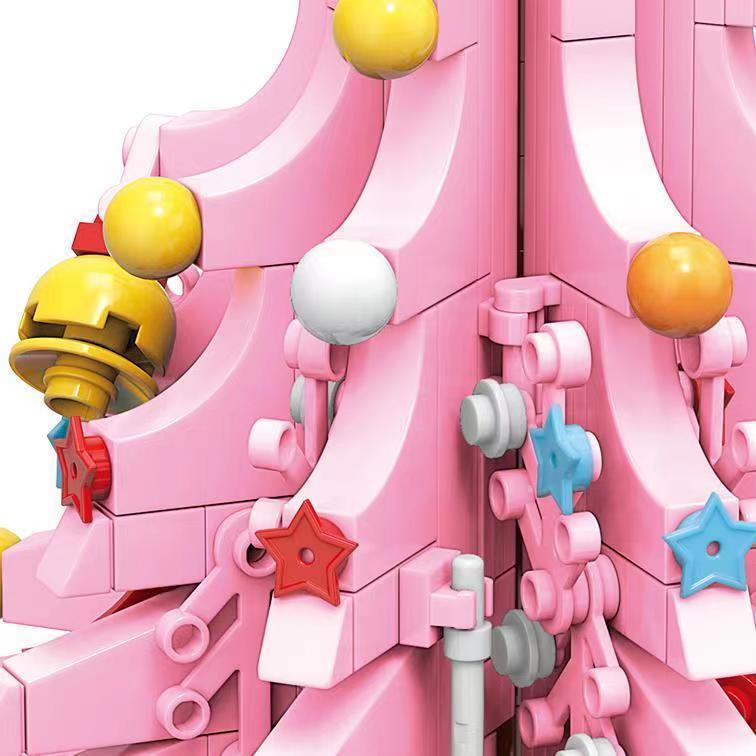 Đồ chơi giáo dục Lắp Ráp mô hình noel cây giáng sinh QL1023 pink christmas tree with music quà Giáng sinh