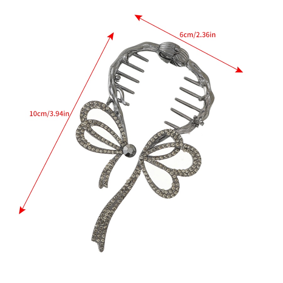 Kẹp Tóc Nơ Kim Loại Đính Đá Pha Lê 10cm Phong Cách Hàn Quốc