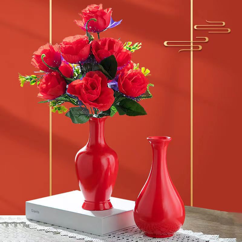 Lọ Hoa Bằng Gốm Sứ Màu Đỏ Phong Cách Scandinavian Hiện Đại Dành Cho Trang Trí Nhà Cửa /