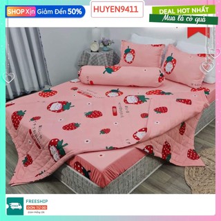 Ga trải giường bo chun xunh quanh[kích thước 1m6x2m]có bán thêm vỏ gối nằm[mẫu dâu tây nhật]