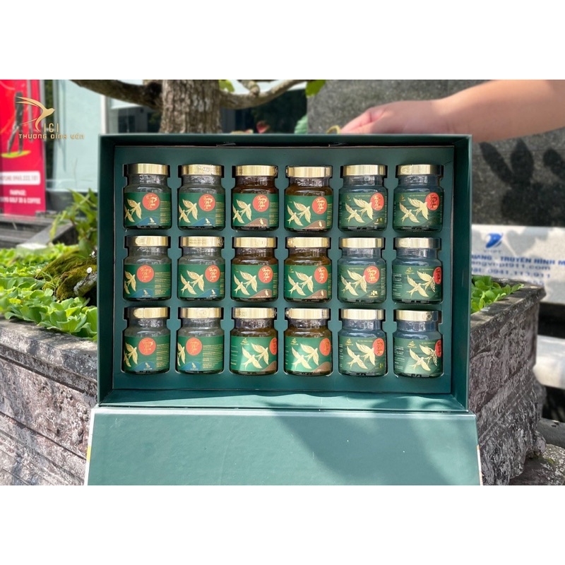 Hộp 18 hũ Yến Biển chưng sẵn CiCi Thượng Đỉnh Yến vị Đông trùng/Nhân sâm thơm ngon bổ dưỡng, phù hợp biếu tặng