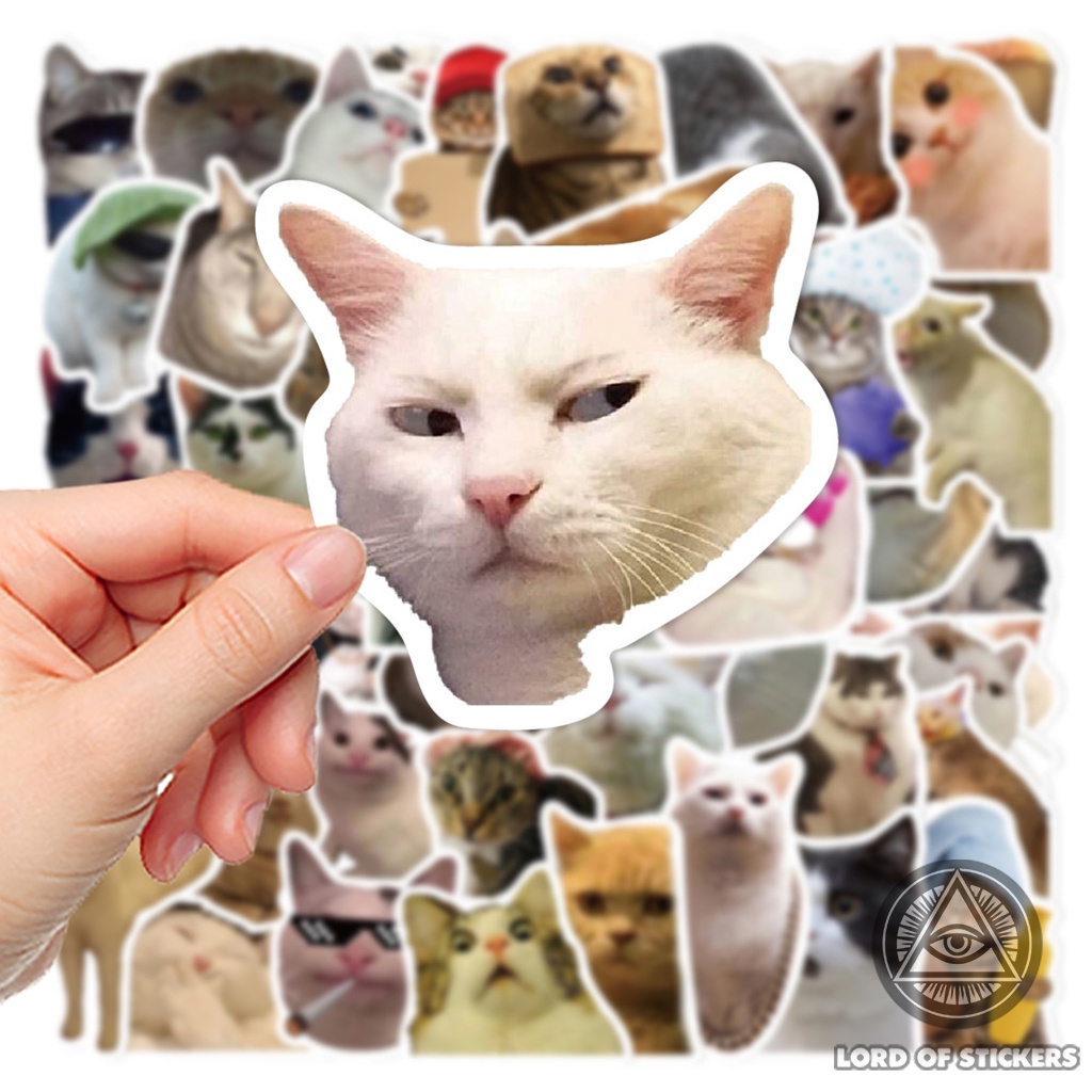 Set 50 hình dán meme sticker mèo cute vui nhộn hài hước chống thấm nước - ảnh sản phẩm 7