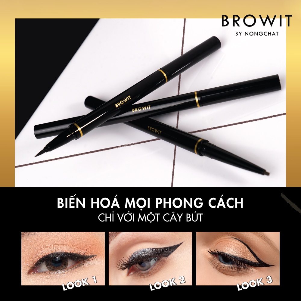 Bút Kẻ Mắt 2 Đầu Sắc Nét và Chống Nước Browit Hightechnique Duo Eyeliner 0.5ml + 0.14g