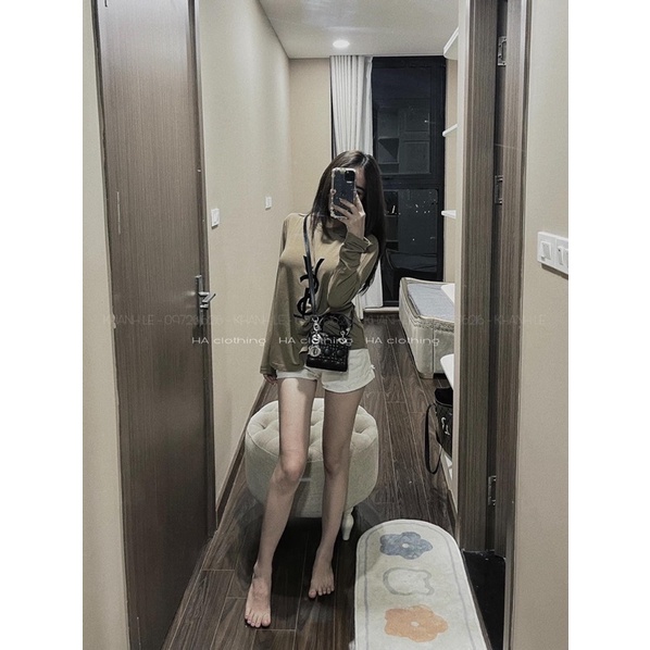 ÁO THUN GIẤY K MỎNG MÙA THU SIÊU ĐẸP Y.S.L Áo Phông Giấy Form Rộng Tay Dài, Áo Thun Nữ Cổ Tròn Hàng Đẹp