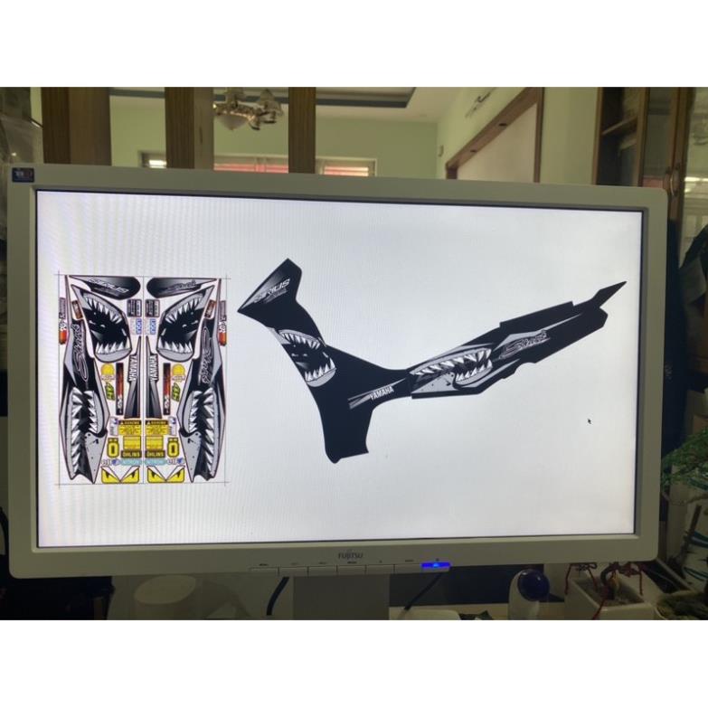 DECAL PVC 5 LỚP CHẤT LƯỢNG CAO Tem rời Elegant 2016 cá mập bạc đen