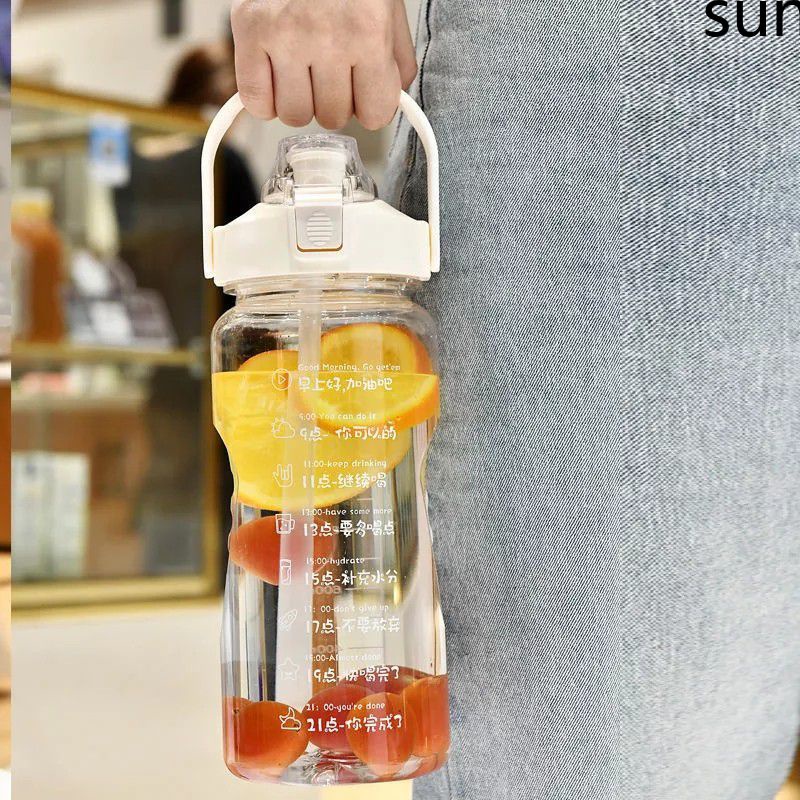 2000Ml Ngoài Trời Nước Với Ốp Ống Hút Cầm Tay Công Suất Lớn Rò Rỉ Chứng Minh Thể Thao Ấm Siêu Tốc Chống Rò Rỉ Cup Dành Cho Du Lịch Di Động-Mặt Trời. Vn