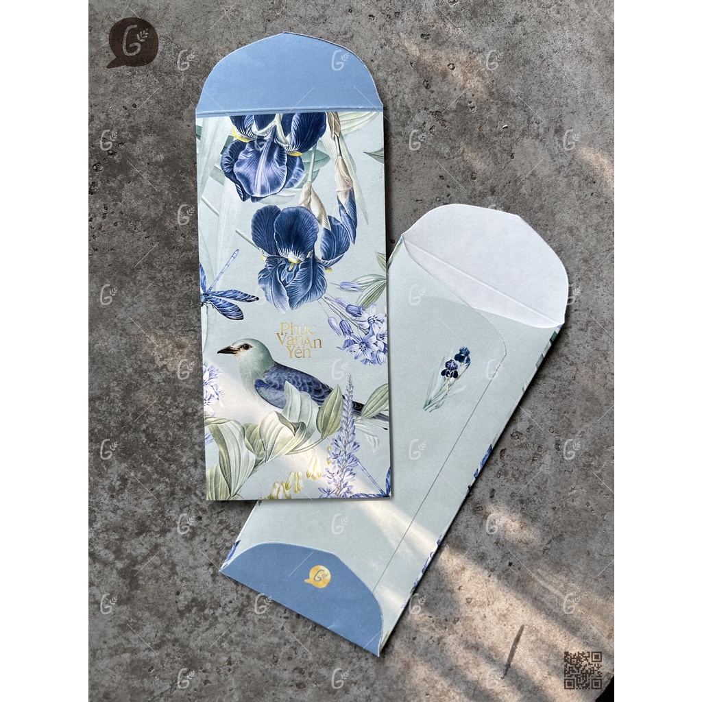 Set LÌ XÌ TẾT Phúc Vinh Khải Hoàn chữ vàng Ép kim, chất liệu giấy Kraft Nhật 6 chiếc/set