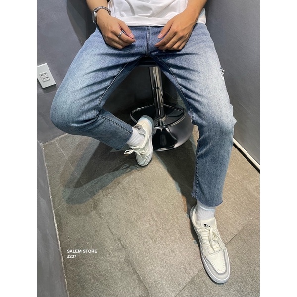 Quần Jeans Nam 237 form Slimfit Xanh Lơ Cắt Đùi TO DO WITH Trái Lai Cắt