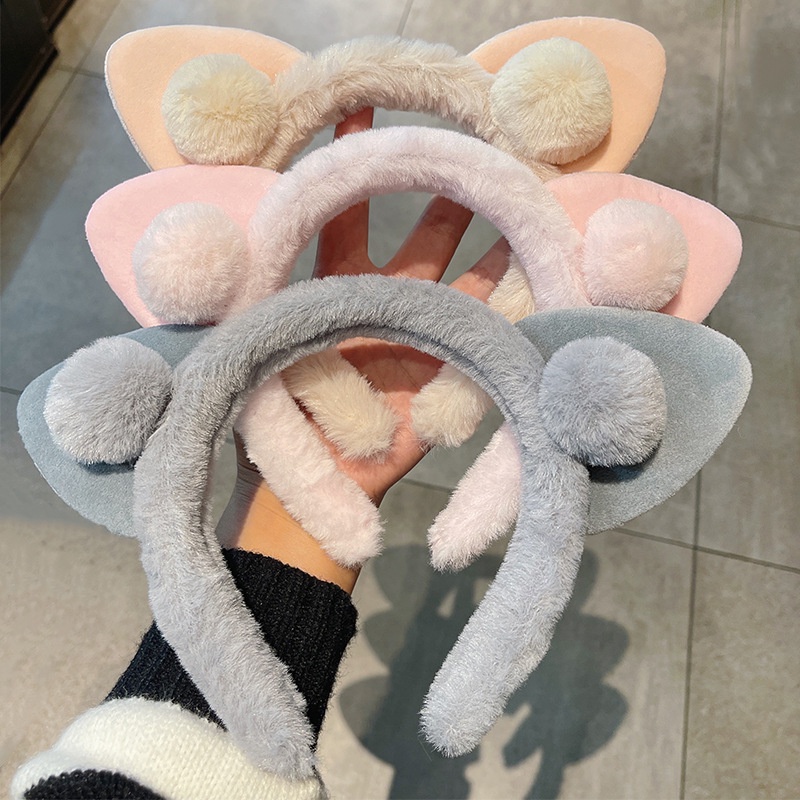 Băng đô rửa mặt bờm cài tóc turban dễ thương cute tai thỏ mèo tuần lộc gấu vải nhung nơ cho bé gái nam nữ K5