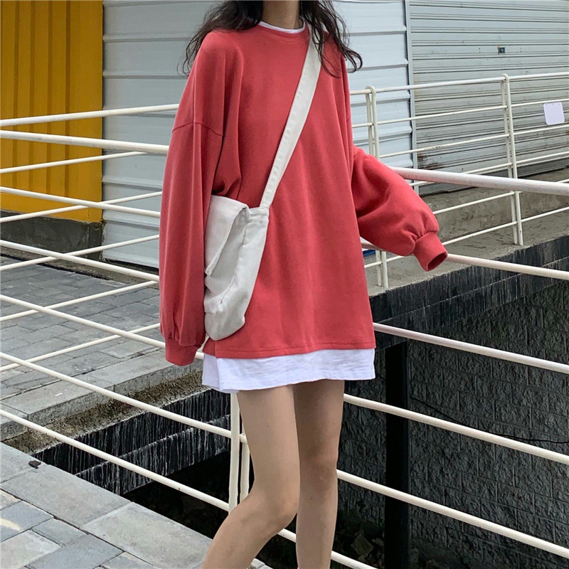 SUXI Áo Sweater Dài Tay Dáng Rộng Thời Trang Mùa Thu Hàn Quốc Dành Cho Nữ