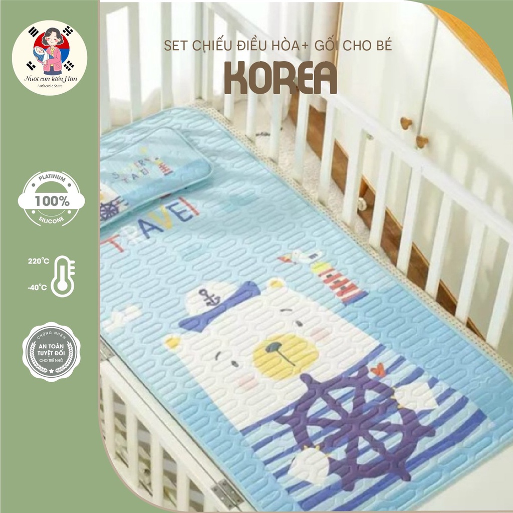 Set chiếu điều hòa kèm gối cao cấp cho bé. Chiếu lót nôi điều hòa cho bé thông hơi, thoáng khí