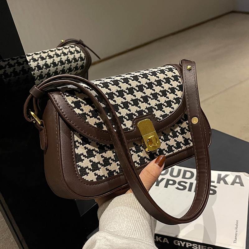 Túi Nữ Đeo Vai Khoác Tay Chất Da In Sọc Caro Form Vuông Dây Da Khóa Bấm Phong Cách Đường Phố - Kho Túi Quảng Châu 29