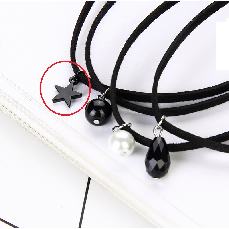 Vòng cổ dây chuyền choker nữ vải nỉ mặt ngôi sao đen phong cách hàn quốc cá tính mẫu mới