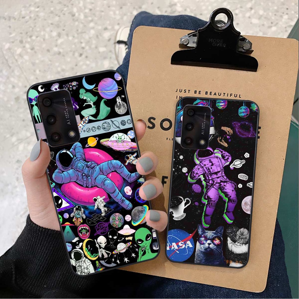 Ốp lưng Oppo A74 / A94 / A95 hình phi hành gia phê pha, lang thang trên mây, ốp rẻ bền đẹp