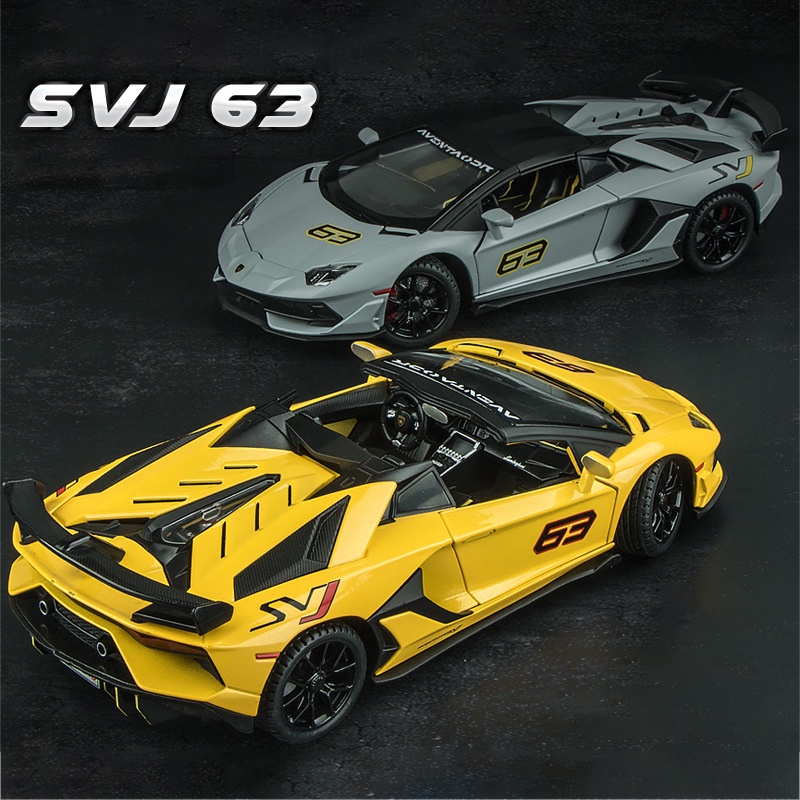 Mô Hình Xe Hơi Lamborghini SVJ 63 Tỉ Lệ 1: 24 Bằng Hợp Kim Có Đèn Và Nhạc Cho Bé Trai
