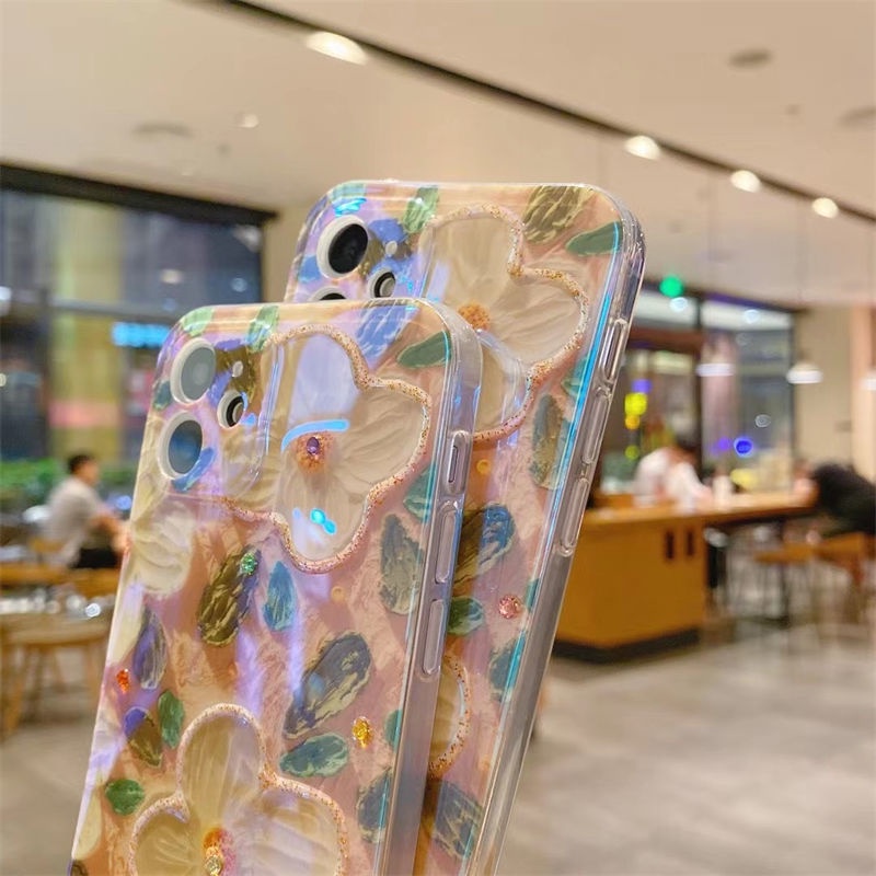 Ốp Điện Thoại Họa Tiết Tranh Sơn Dầu Hình Hoa Trà Cho IPhone 12 13 11 Pro Max X Xs Max Xr