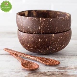 Combo bát/chén gáo dừa+ Thìa gỗ tự nhiên ăn Granola salad hoa quả dầm