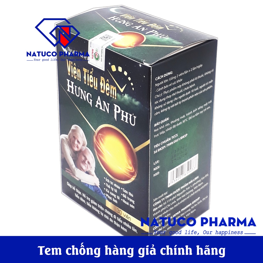 Viên uống Viên Tiểu Đêm Hưng An Phú - Giảm tiểu đêm, tiểu buốt, tiểu rắt, tiệu không tự chủ, bổ thận hiệu quả - Hộp 30 v