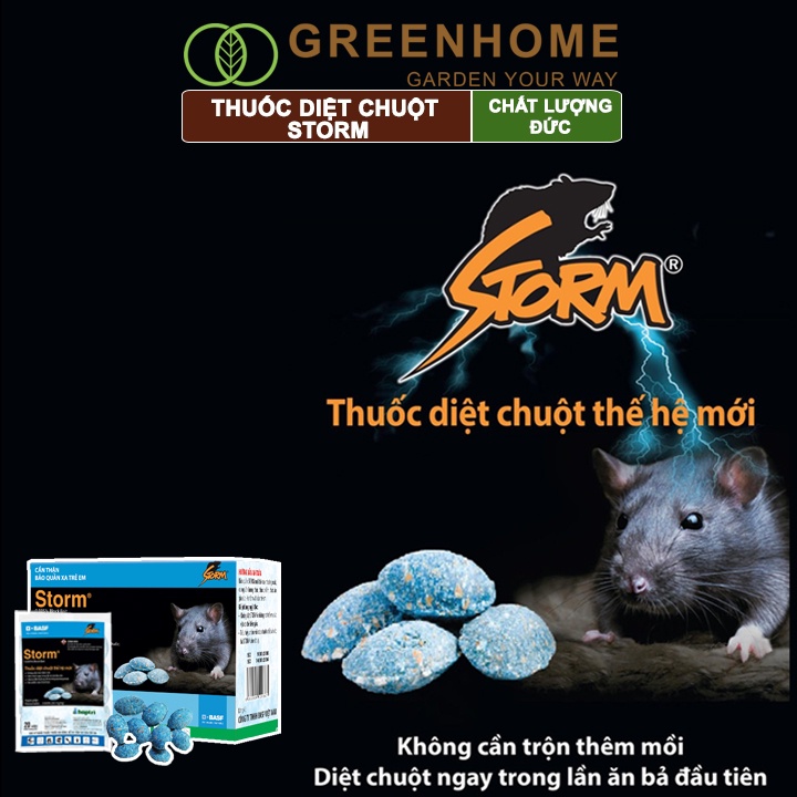 Thuốc diệt chuột Greenhome, storm, sinh học, hiệu quả, an toàn với người, vật nuôi