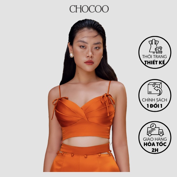 Áo 2 dây CHOCOO Franny Top croptop thiết kế độc đáo sang trọng chất liệu phi nhật cao cấp