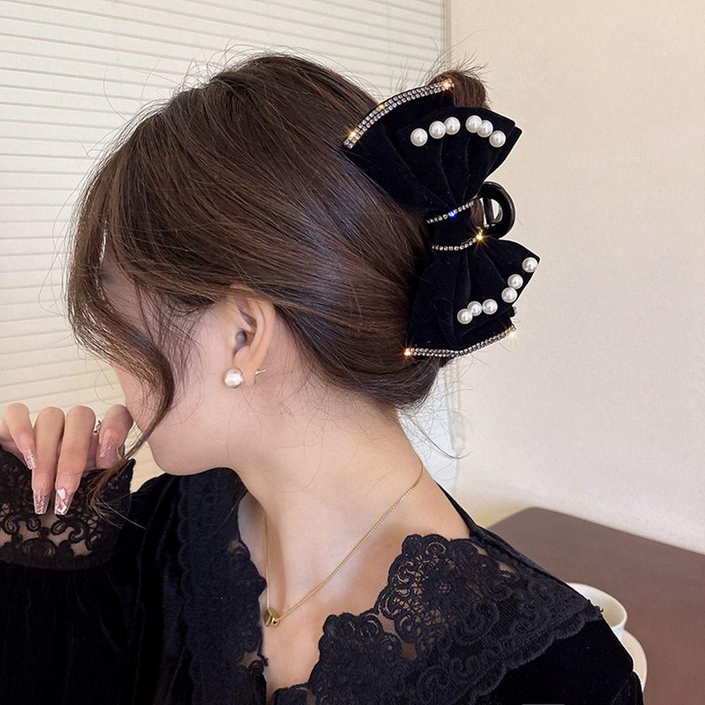 Kẹp Tóc Hình Nơ Bằng Nhung Đen Ngọt Ngào Sáng Tạo|Kẹp Tóc Cỡ Lớn Tiện Dụng Cho Nữ