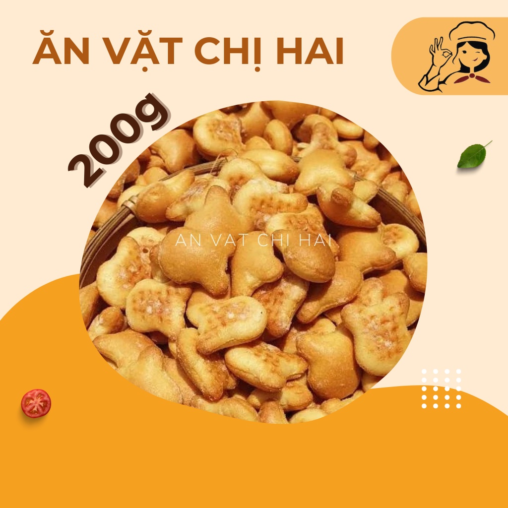 200gr Bánh Gấu Nhân Kem Sữa Ăn Vặt Chị Hai Giòn Rụm, Vị Sữa Thơm Ngậy