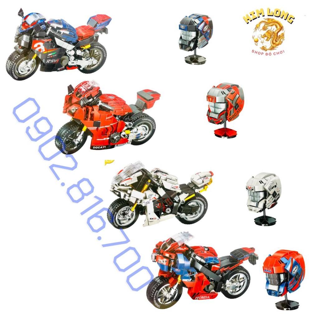 Đồ chơi lắp ráp Lego xe moto kèm nón bảo hiểm quà tặng cho bé trai