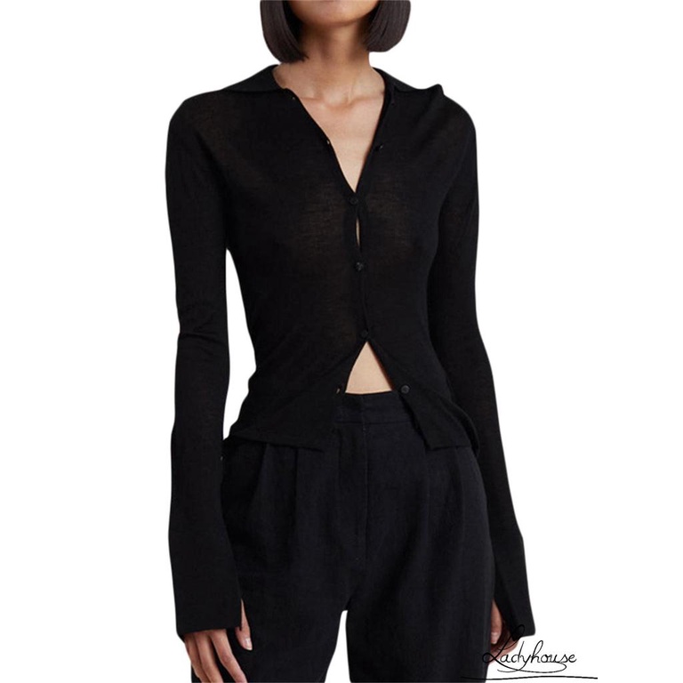 Áo Sơ Mi Tay Dài Cổ Chữ V Màu Sắc Thời Trang Dành Cho Nữ