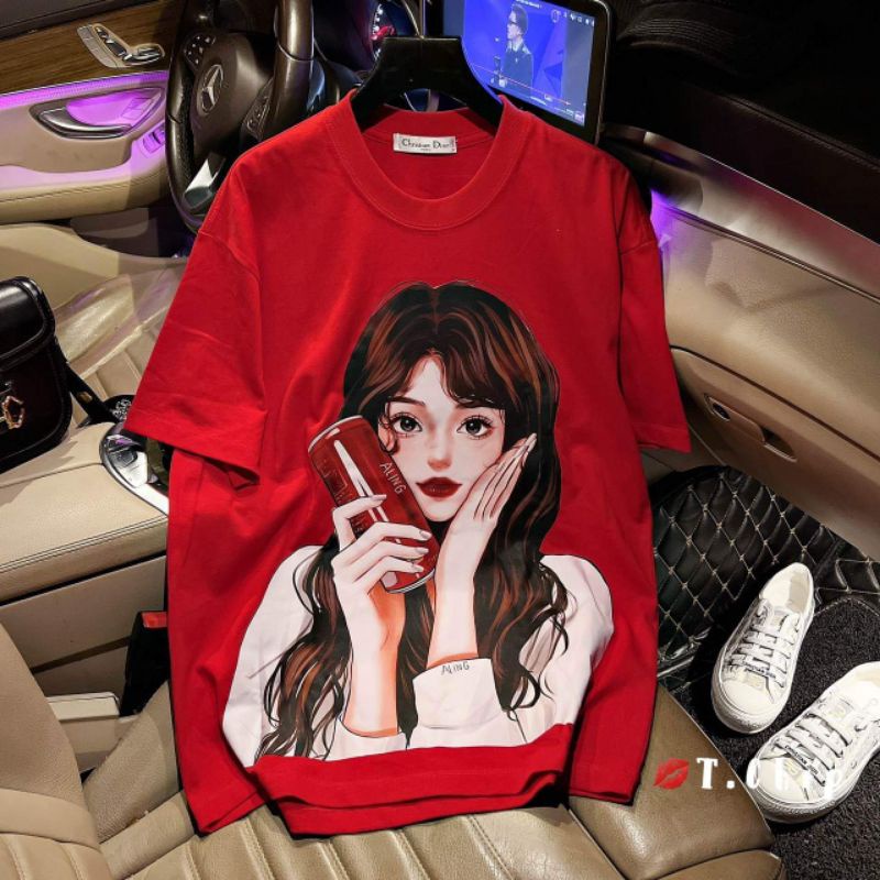 Áo phông cô gái cầm lon nước ngọt hàng QCL1