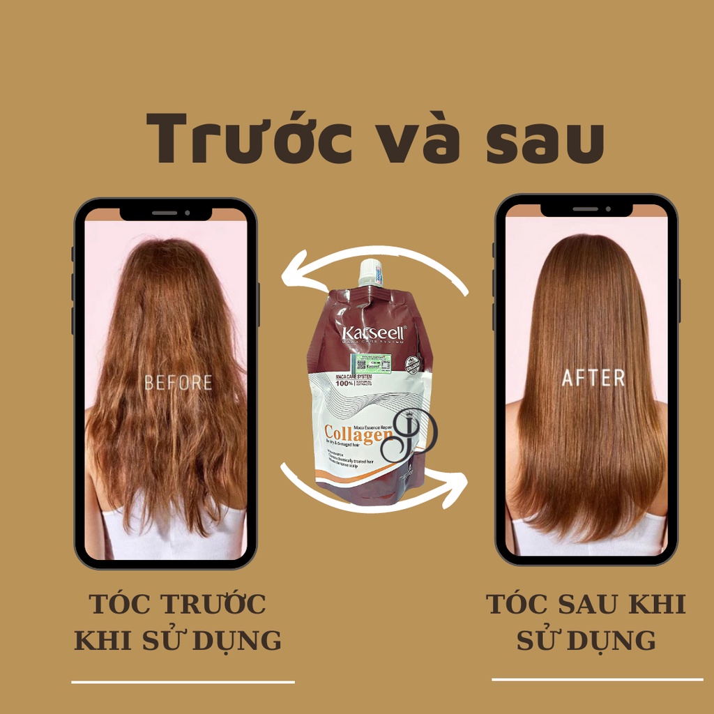 Kem ủ tóc KARSEELL MACCA COLLAGEN 500ML Phục hồi nuôi dưỡng trẻ hóa mái tóc chuẩn salon