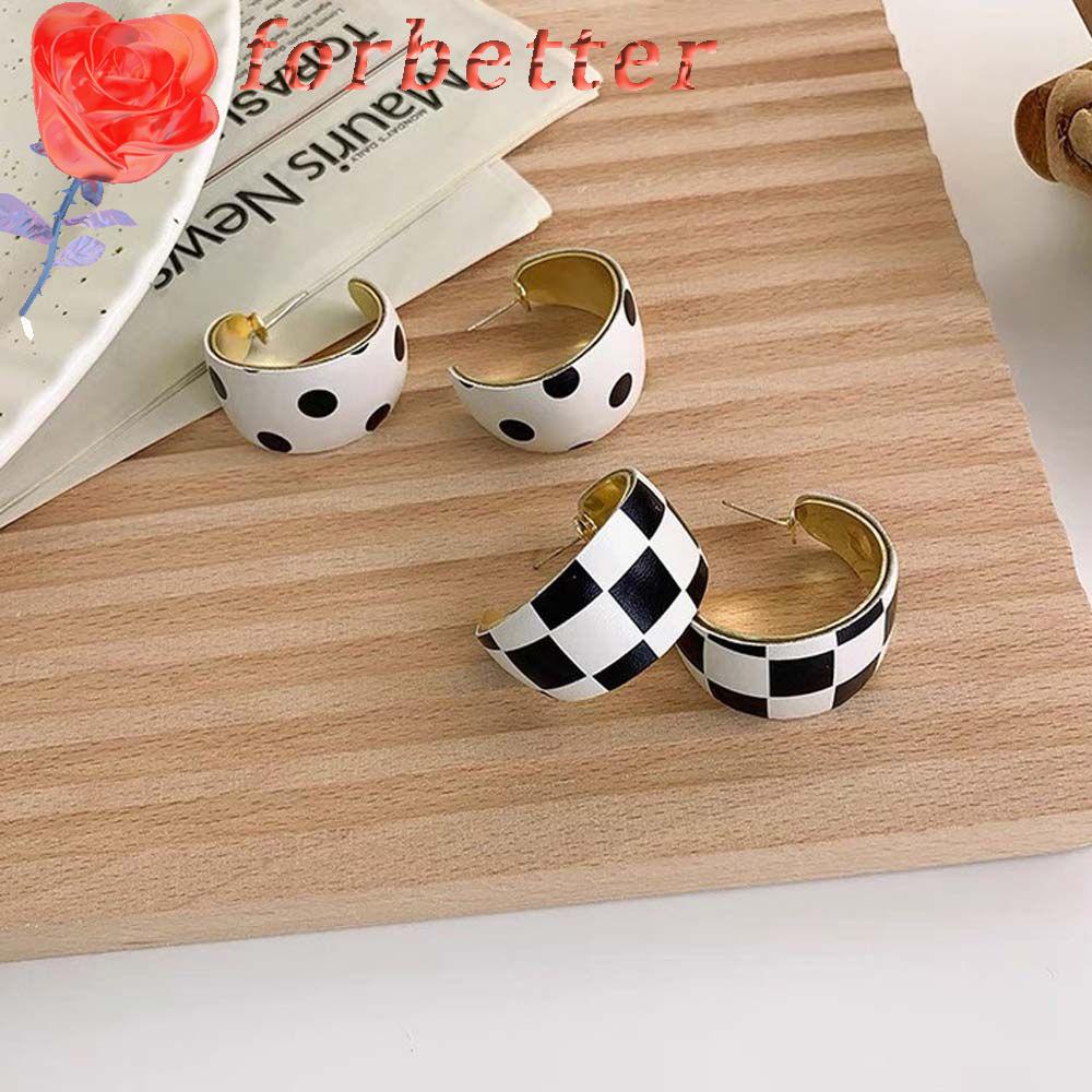 Bông tai hình chữ C nhiều màu sắc bằng hợp kim phong cách Hàn Quốc cổ điển thời trang cho nữ