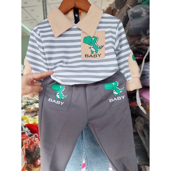 bộ cổ trụ da cá phối dài tay bé