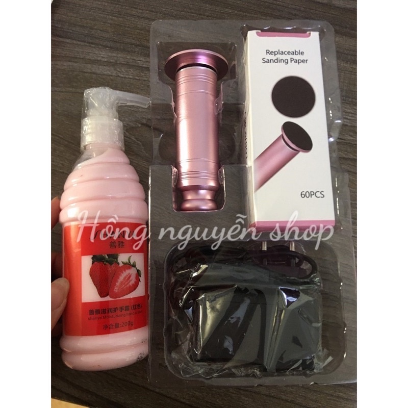 Máy Chà Gót Chân Pinkmia, Máy Tẩy Tế Bào Chết Cho Tiệm Nail, Cá Nhân Tại Nhà - Tặng Kèm 60 Miếng Chà