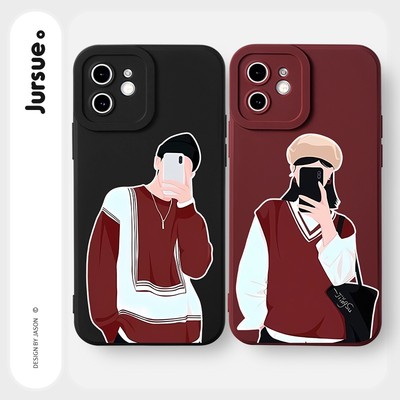 Ốp lưng JURSUE hình cặp đôi độc lạ ngầu nam nữ đen Cho iPhone 17 16 15 14 13 12 11 Pro Max SE 2020 X XR XS ip 8 7 Plus Y2617