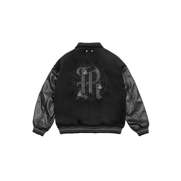 Áo khoác varsity thêu họa tiết mạng nhện cao cấp
