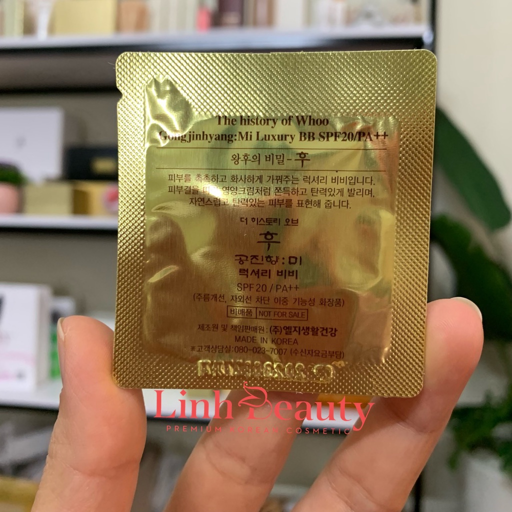 Gói Sample Kem nền BB Whoo vàng đông y cao cấp Luxury BB Cream SPF20/PA++ gói 1ml
