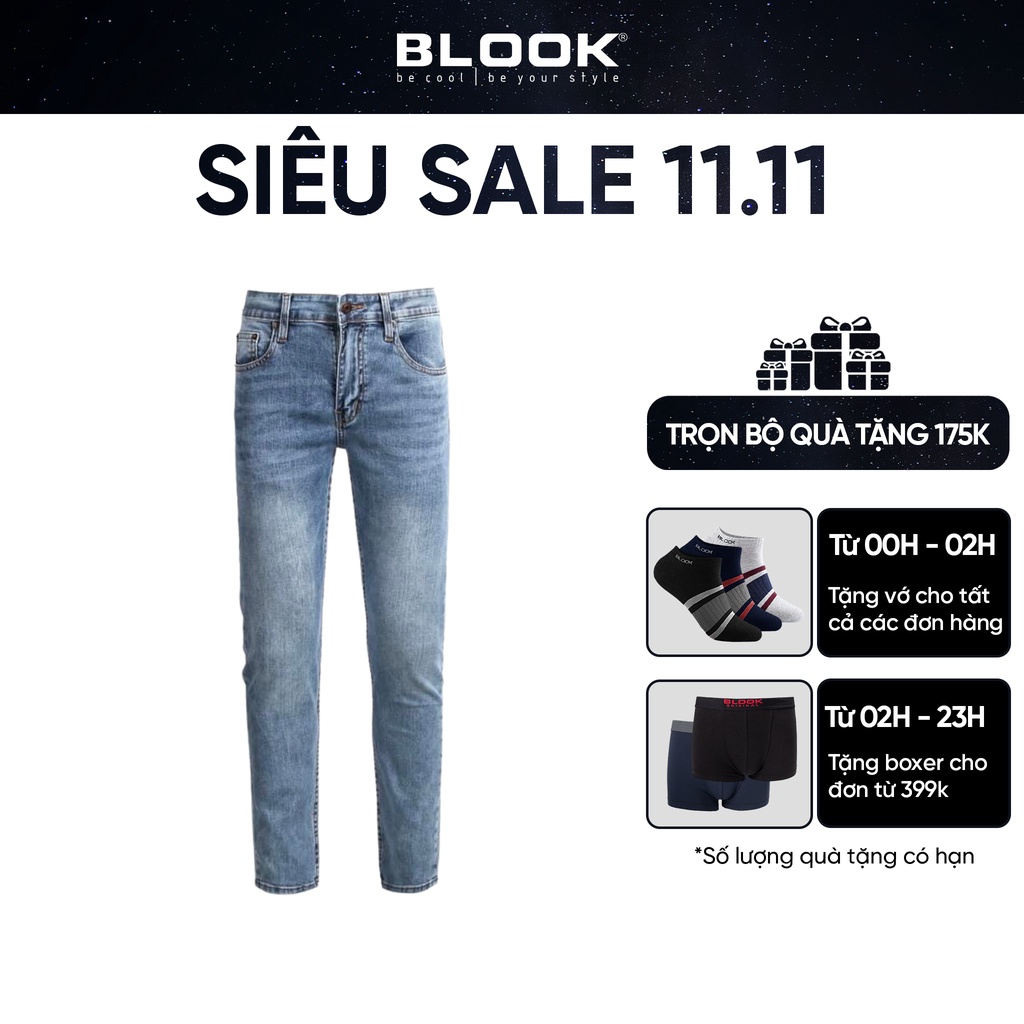 Quần Jeans BLOOK form slimfit ống đứng , không rách co giãn mã 80601 [ HÌNH THẬT)