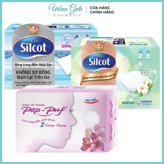 Bông tẩy trang vuông Pop-Puf 100 miếng | Hộp bông tẩy trang Unicharm 66 miếng xanh lá |82 miếng xanh dương