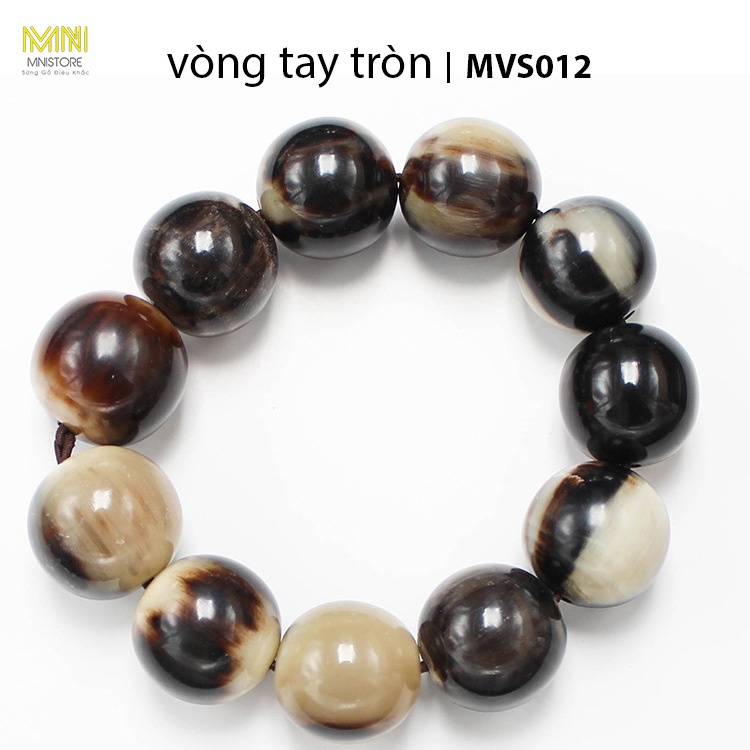 Vòng tay sừng trâu hạt tròn kích thước 1,2cm đến 2,5cm (đen và trắng) phong thủy - tài lộc - bình an