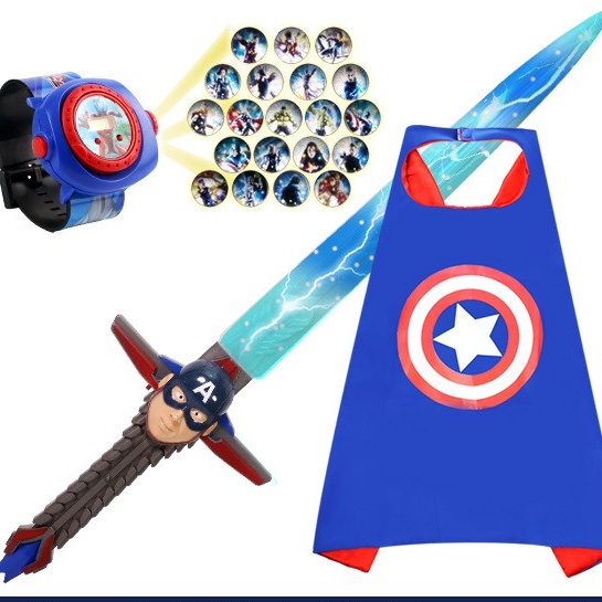 Kiếm ánh sáng và mặt nạ phát sáng của đội trưởng mỹ Marvel Siêu anh hùng Người nhện người sắt