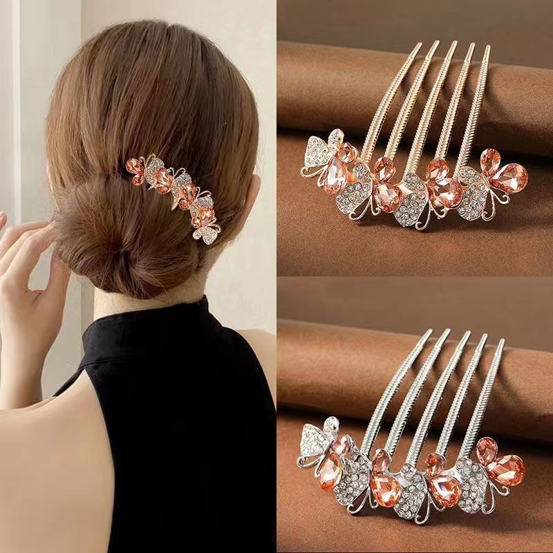 Lược Cài Tóc Đính Đá Hình Bướm Xinh Xắn