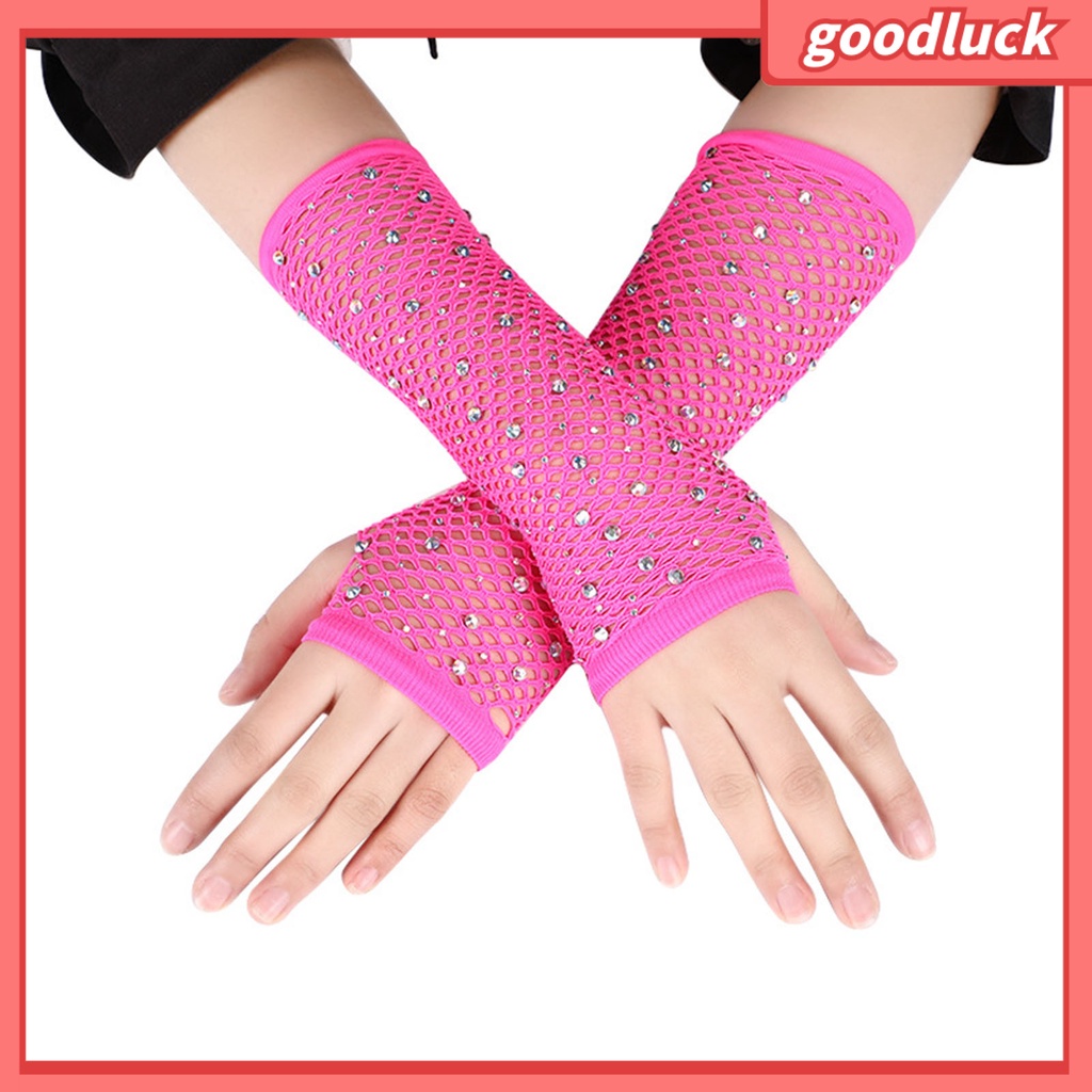 1 Đôi Găng Tay Lưới Đính Đá Nhiều Màu Gợi Cảm Cho Nữ