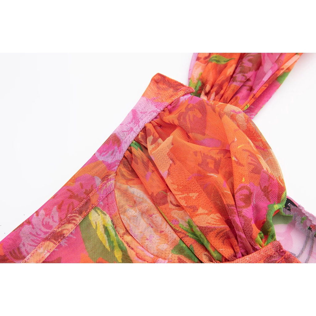 Uibey Áo kiểu corset dáng ngắn bề mặt lụa thời trang 7351