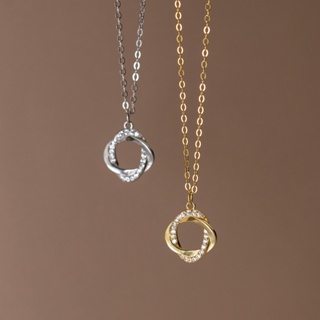 Dây chuyền bạc Ý s925 nhẫn đôi nạm đá D9671 - AROCH Jewelry