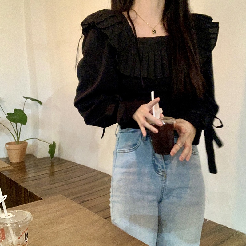 IELGY IELGY Áo Mỏng Thiết Kế Bèo Nhún Cho Nữ